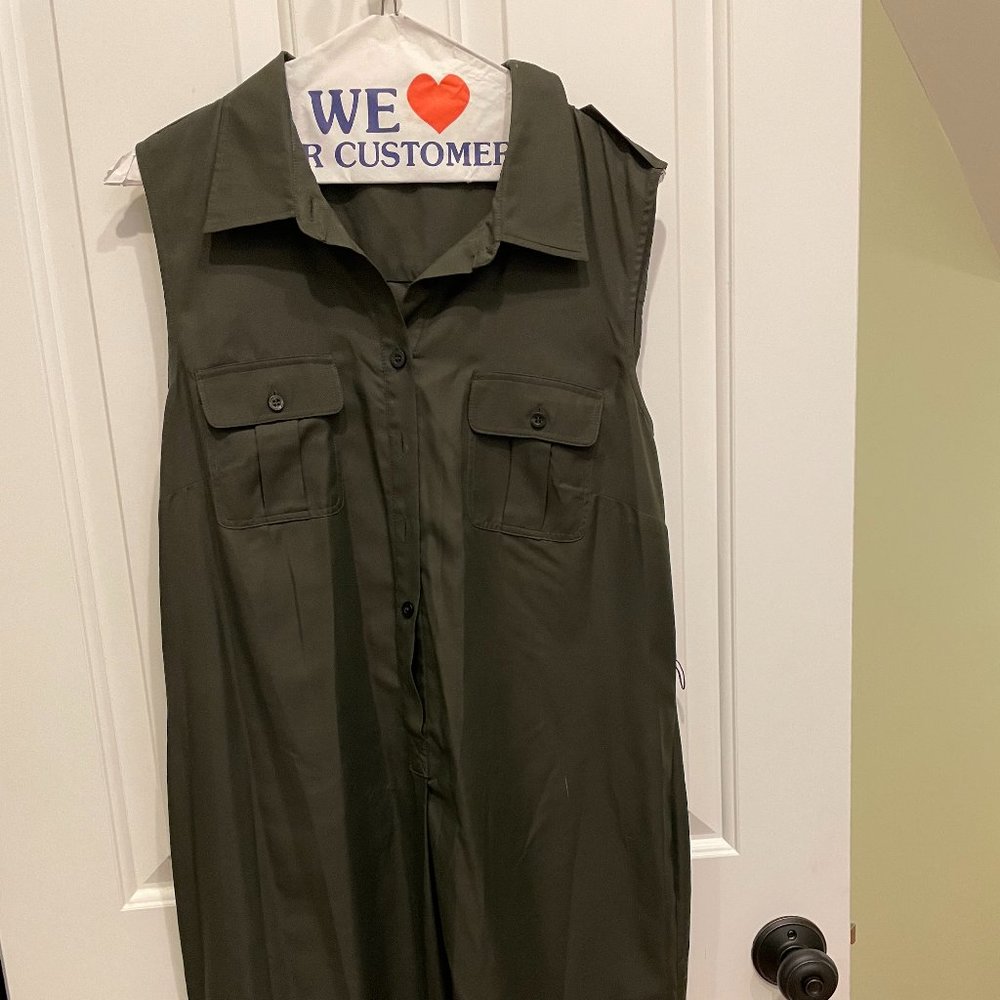 Silk CALVIN KLEIN Green Shirt Dress Large
